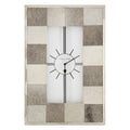 Orsina Kensington Townhouse Grey Leather Patchwork Modern Wall Clock