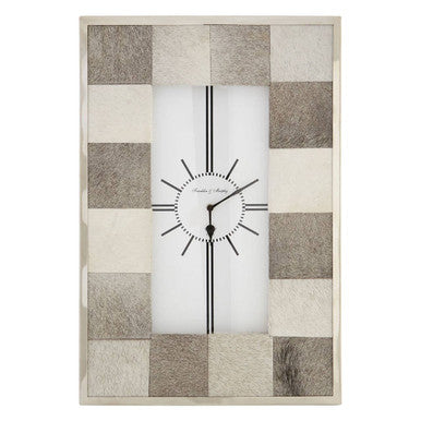 Orsina Kensington Townhouse Grey Leather Patchwork Modern Wall Clock