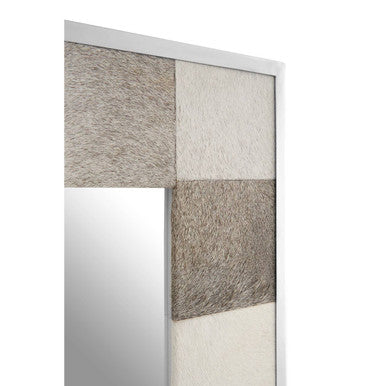 Orsina Kensington Townhouse Grey Leather Patchwork Modern Wall Clock