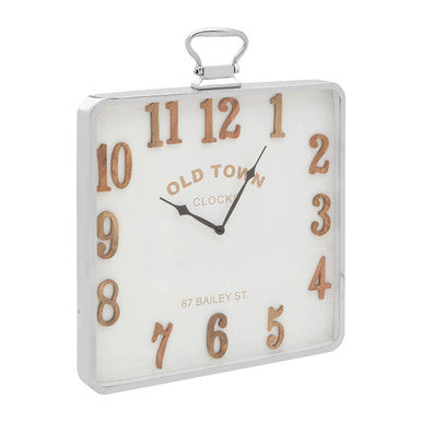 Orsina Hampstead Square Wall Clock – Silver Pocket Watch Style