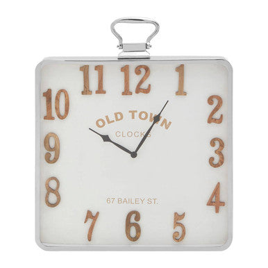 Orsina Hampstead Square Wall Clock – Silver Pocket Watch Style
