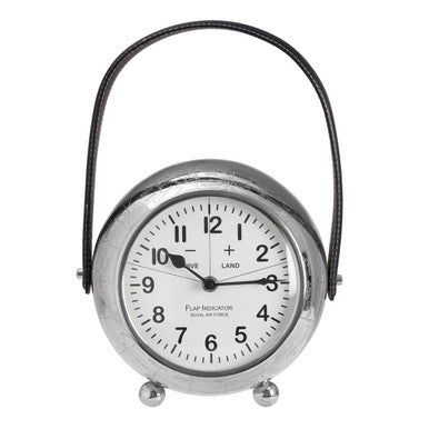 Orsina Globe Large Table Clock – Silver Metal Spherical World Map