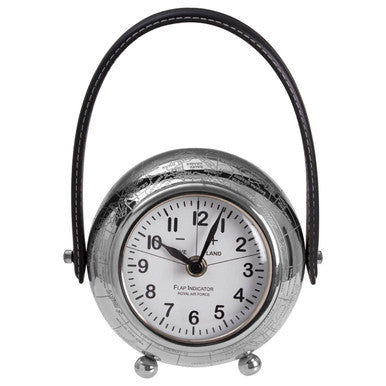 Orsina Globe Small Table Clock – Silver Metal Spherical Desk Decor