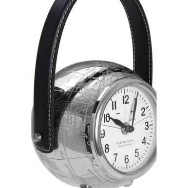 Orsina Globe Small Table Clock – Silver Metal Spherical Desk Decor