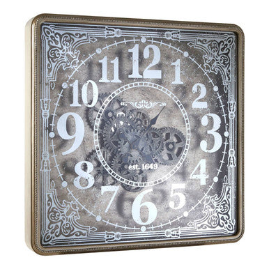 Orsina Carlin Antique Gold Square Wall Clock – Industrial Metal Decor