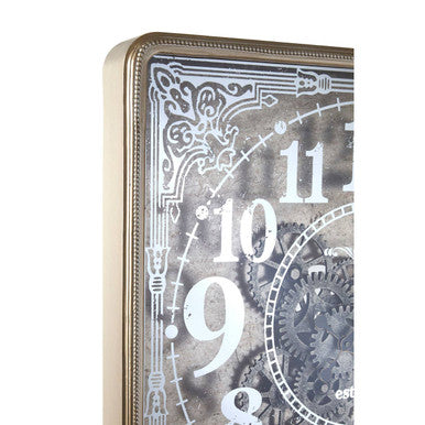 Orsina Carlin Antique Gold Square Wall Clock – Industrial Metal Decor