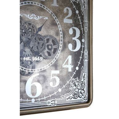 Orsina Carlin Antique Gold Square Wall Clock – Industrial Metal Decor