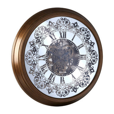 Orsina Cayton Industrial Wall Clock – Antique Gold Steampunk Design