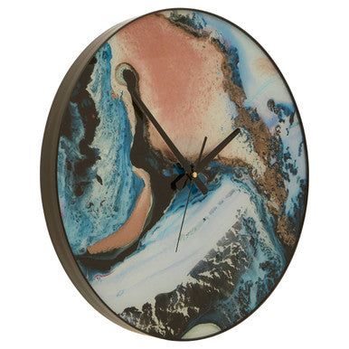 Orsina Celina Pink and Blue Wall Clock – Modern Printed Glass Decor