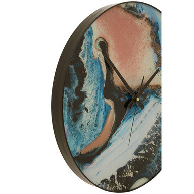 Orsina Celina Pink and Blue Wall Clock – Modern Printed Glass Decor