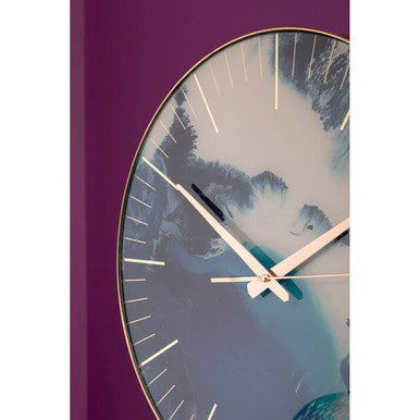 Orsina Celina Blue Abstract Wall Clock – Modern Gold Frame Glass Art