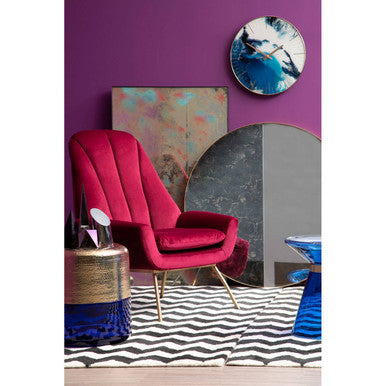 Orsina Celina Blue Abstract Wall Clock – Modern Gold Frame Glass Art