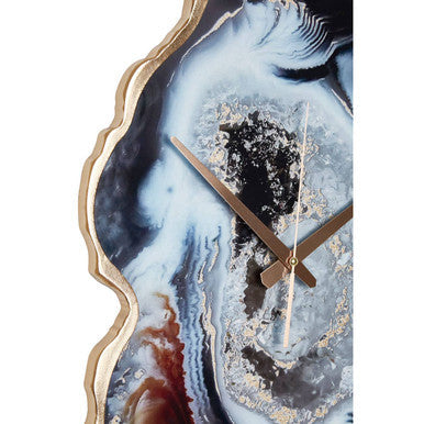 Orsina Celina Agate Effect Wall Clock – Multicolour Glass & Gold