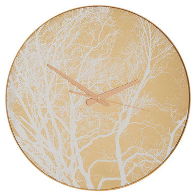 Orsina Celina Gold Branch Wall Clock – Nature Inspired Glass Decor