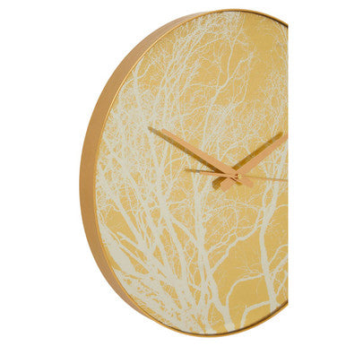 Orsina Celina Gold Branch Wall Clock – Nature Inspired Glass Decor