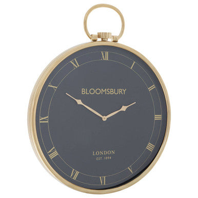 Orsina Mateo Large Wall Clock – Black and Gold Pocket Watch Design