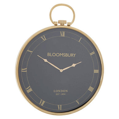 Orsina Mateo Large Wall Clock – Black and Gold Pocket Watch Design