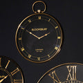 Orsina Mateo Large Wall Clock – Black and Gold Pocket Watch Design
