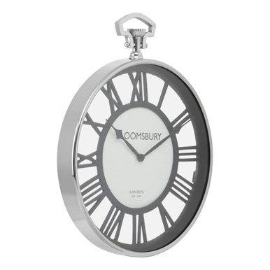 Orsina Mateo Nickel Pocket Style Wall Clock | Vintage Roman Numerals