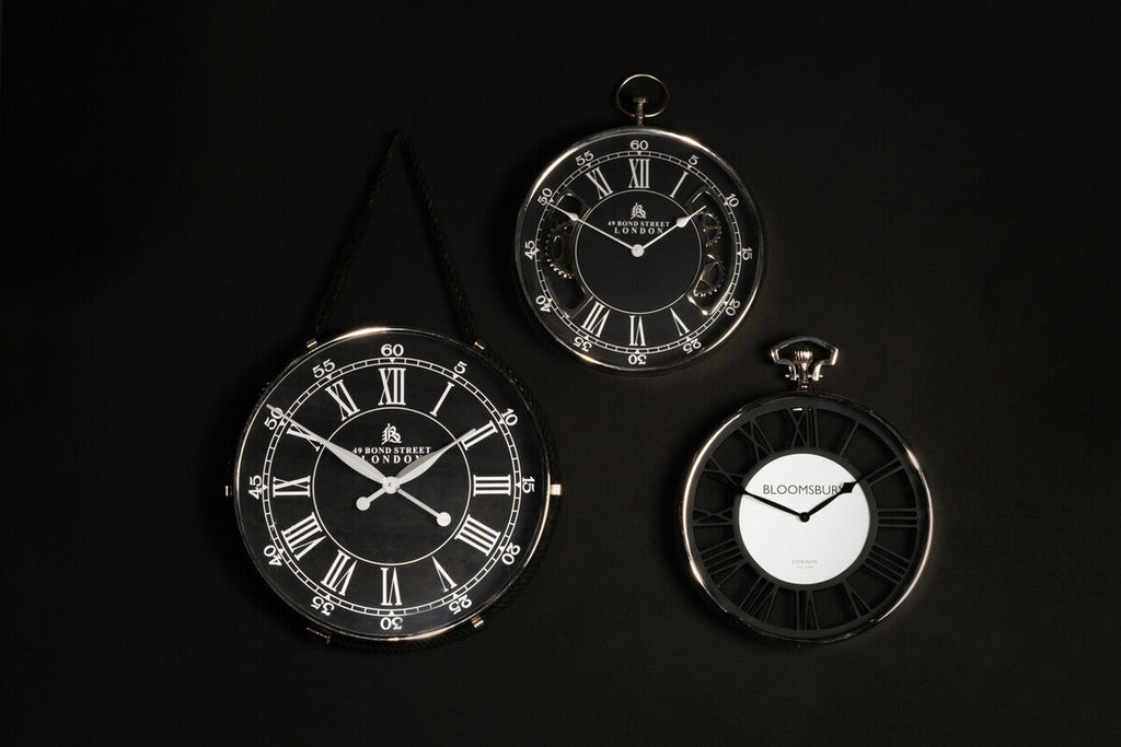 Orsina Mateo Nickel Pocket Style Wall Clock | Vintage Roman Numerals