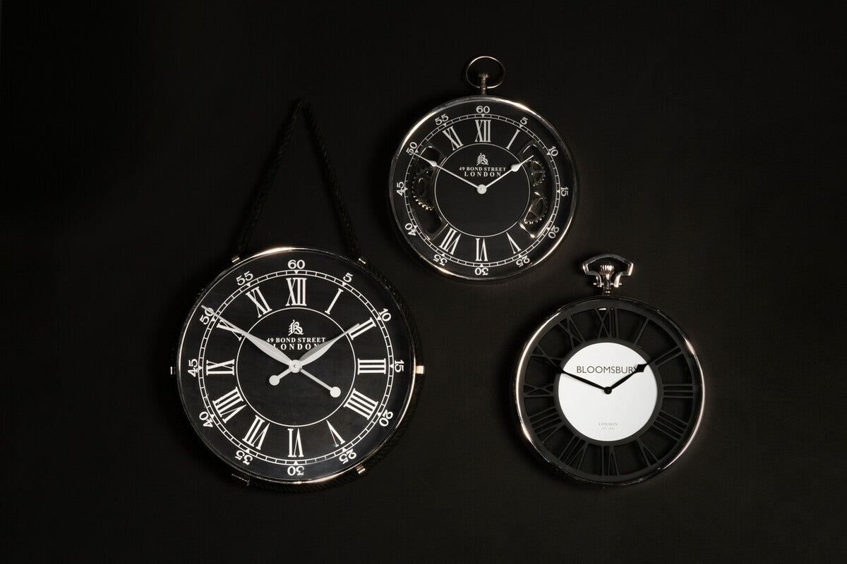 Orsina Mateo Nickel Pocket Style Wall Clock | Vintage Roman Numerals