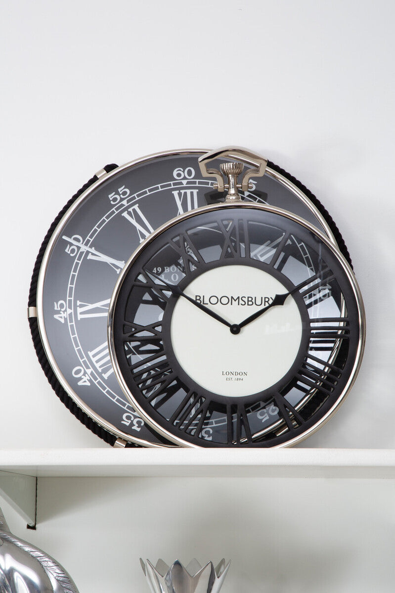 Orsina Mateo Nickel Pocket Style Wall Clock | Vintage Roman Numerals