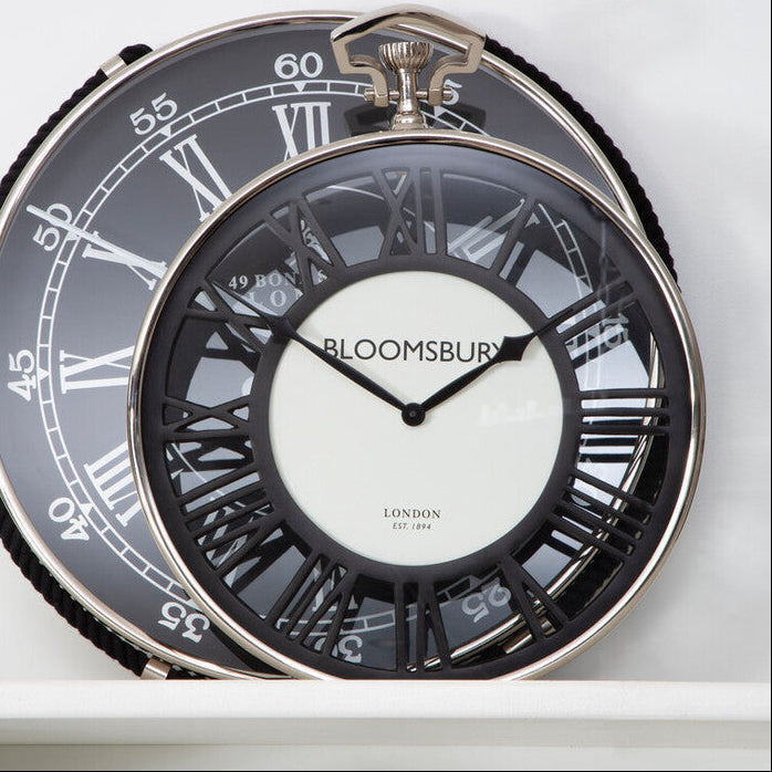 Orsina Mateo Nickel Pocket Style Wall Clock | Vintage Roman Numerals