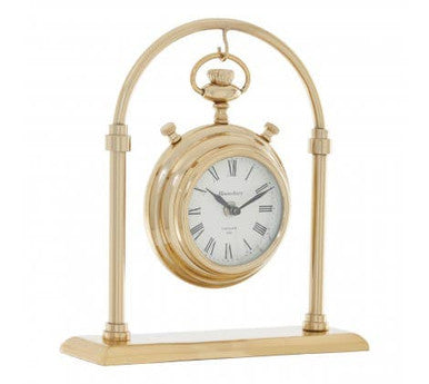 Orsina Hampstead Small Round Mantel Clock – Brass Vintage Table Decor