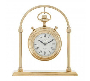 Orsina Hampstead Small Round Mantel Clock – Brass Vintage Table Decor