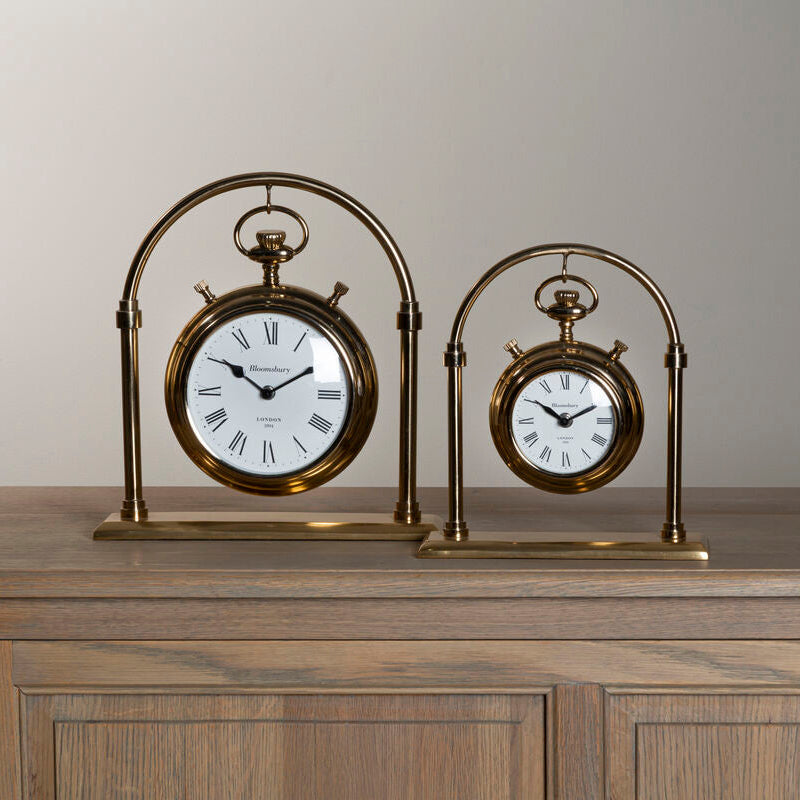 Orsina Hampstead Small Round Mantel Clock – Brass Vintage Table Decor