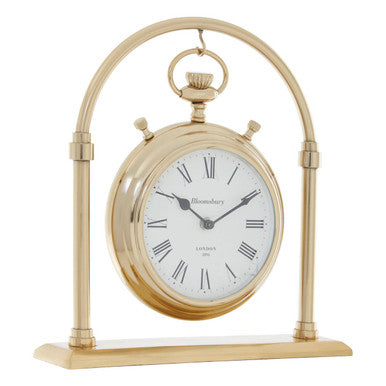 Orsina Hampstead Large Round Mantel Clock – Polished Gold Vintage Style
