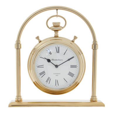 Orsina Hampstead Large Round Mantel Clock – Polished Gold Vintage Style