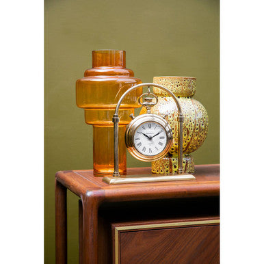 Orsina Hampstead Large Round Mantel Clock – Polished Gold Vintage Style