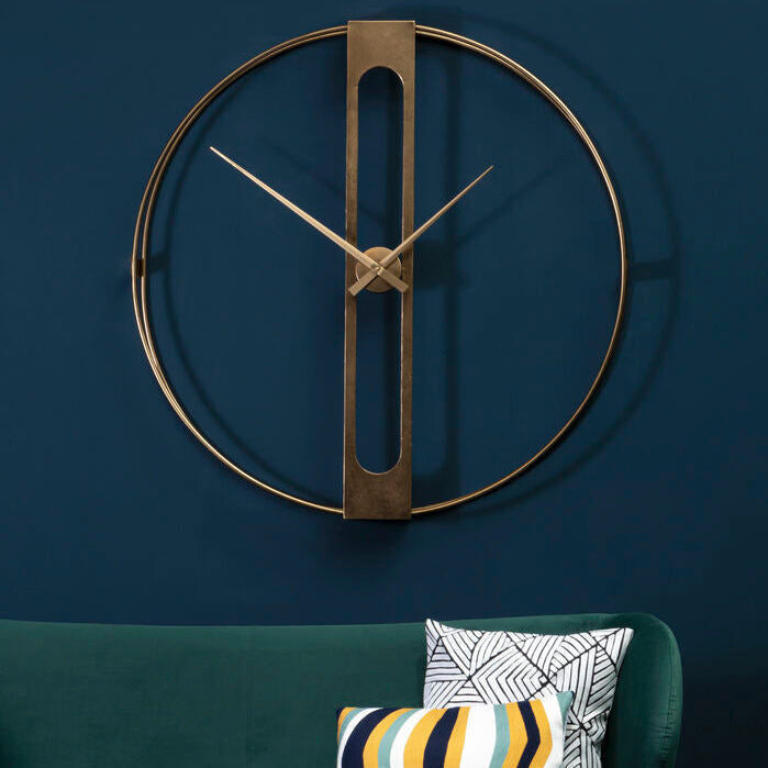 Orsina Beauly Gold Dual Ring Wall Clock – Modern Metal Geometric Decor