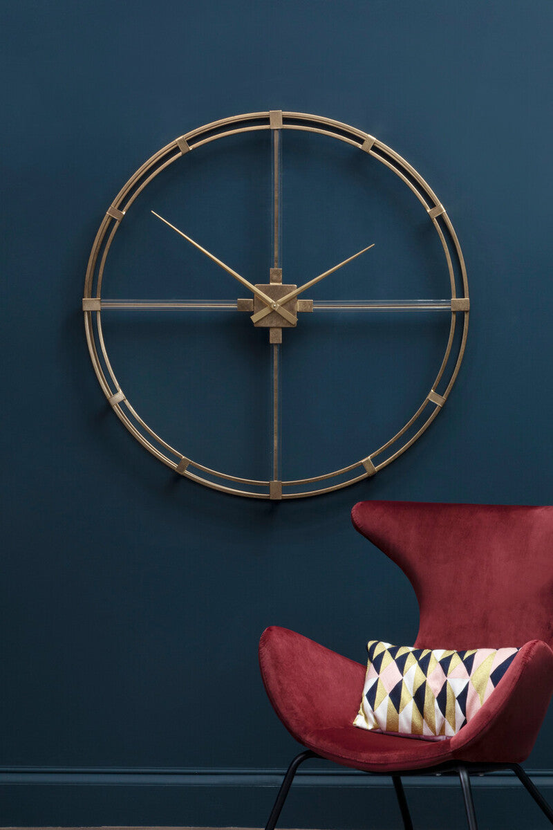 Orsina Beauly Gold Metal Wall Clock – Architectural Modern Wall Art