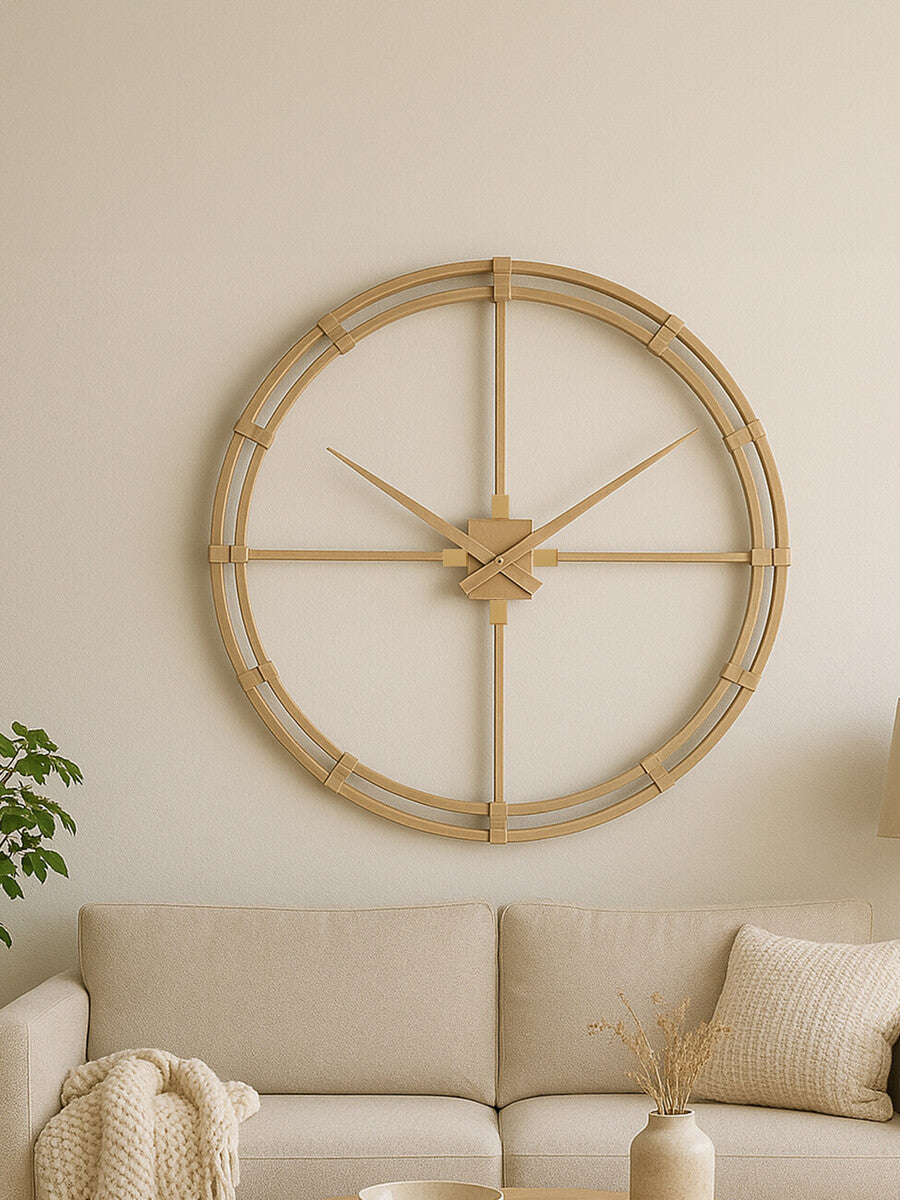 Orsina Beauly Gold Metal Wall Clock – Architectural Modern Wall Art