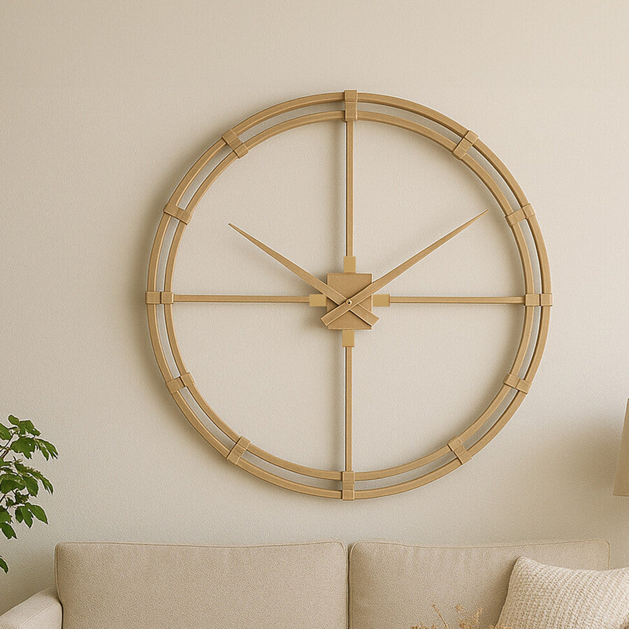 Orsina Beauly Gold Metal Wall Clock – Architectural Modern Wall Art