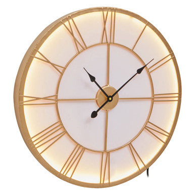 Orsina Genova Small LED Wall Clock – Gold and White Modern Decor