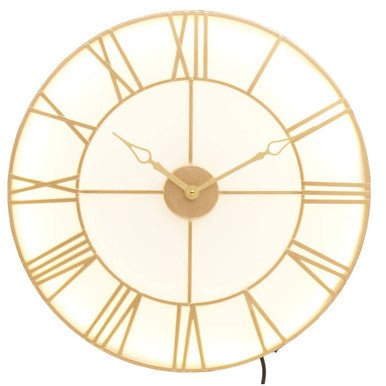 Orsina Genova Small LED Wall Clock – Gold and White Modern Decor