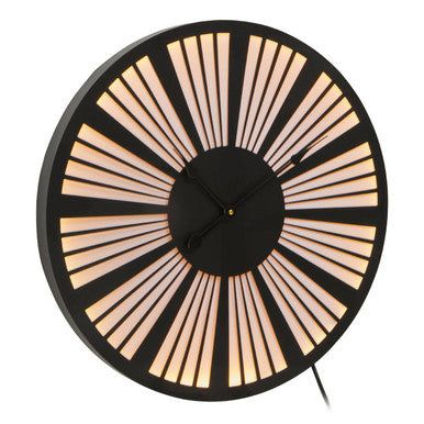 Orsina Genova Small LED Wall Clock – Black and White Radial Design