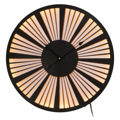Orsina Genova Small LED Wall Clock – Black and White Radial Design