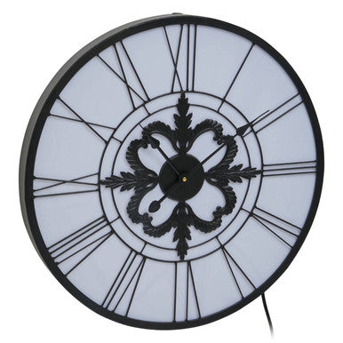 Orsina Genova LED Wall Clock – Black and White Roman Numeral Decor