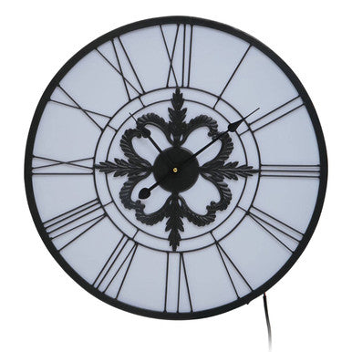Orsina Genova LED Wall Clock – Black and White Roman Numeral Decor
