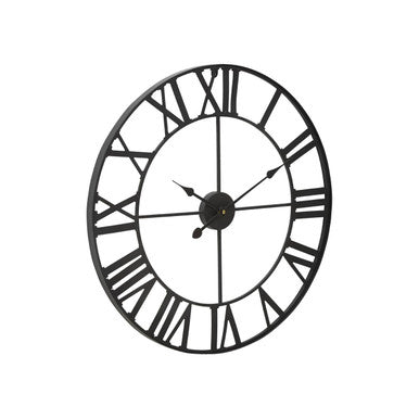 Orsina Genova Black Metal Wall Clock – Modern Roman Numeral Timepiece
