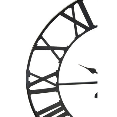 Orsina Genova Black Metal Wall Clock – Modern Roman Numeral Timepiece