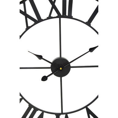 Orsina Genova Black Metal Wall Clock – Modern Roman Numeral Timepiece