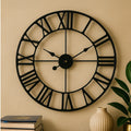 Orsina Genova Black Metal Wall Clock – Modern Roman Numeral Timepiece