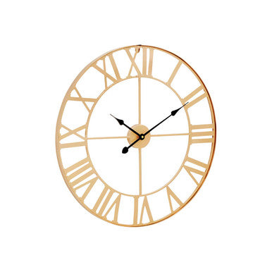 Orsina Genova Large Gold Metal Wall Clock | Modern Roman Numeral Decor