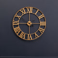 Orsina Genova Large Gold Metal Wall Clock | Modern Roman Numeral Decor