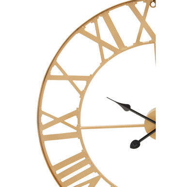Orsina Genova Large Gold Metal Wall Clock | Modern Roman Numeral Decor